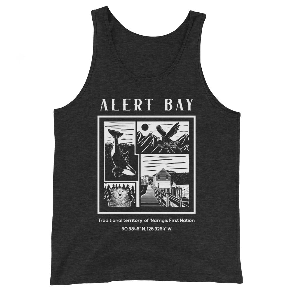 Design of Alert Bay - Men's Tank Top , the colour is Charcoal-Black Triblend