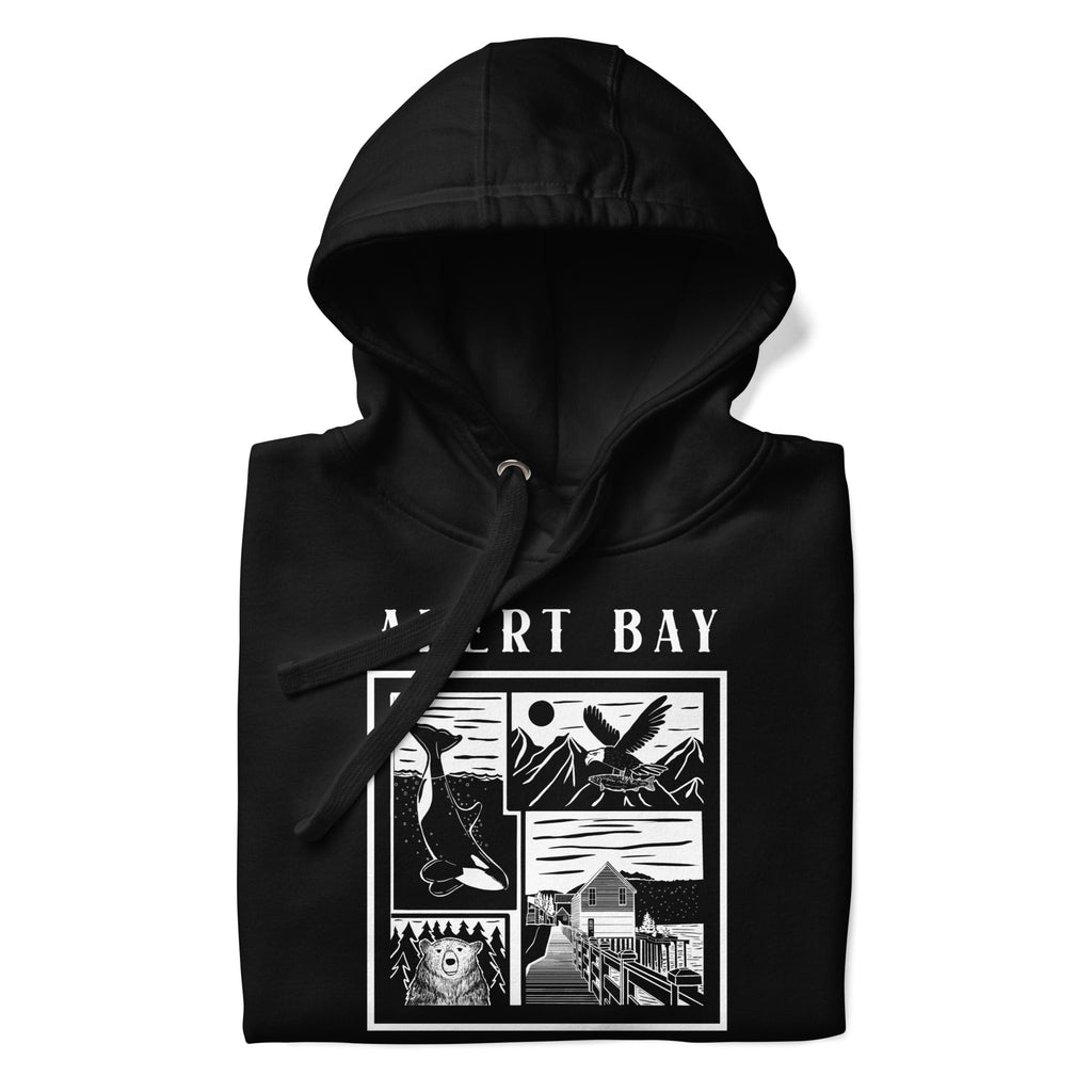 Design of Alert Bay - Unisex Hoodie , the colour is Black