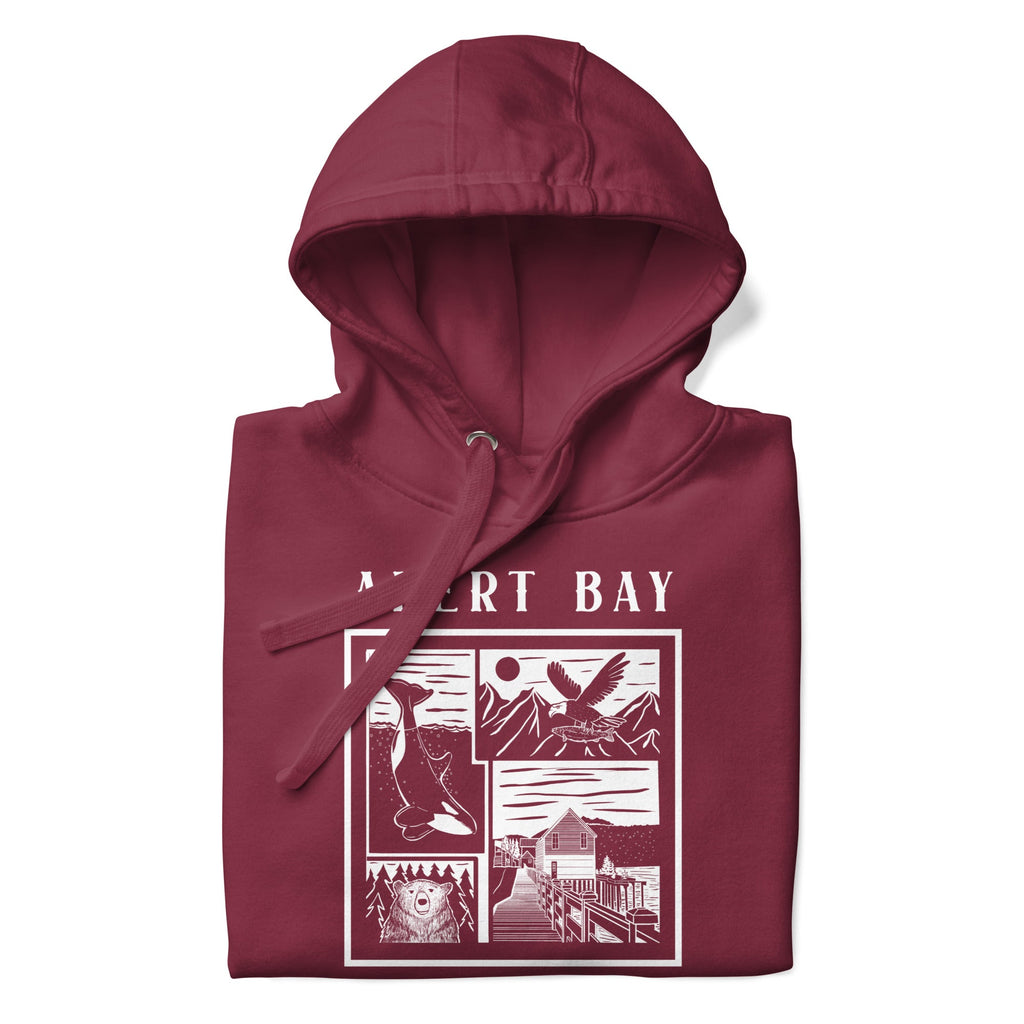 Design of Alert Bay - Unisex Hoodie , the colour is Maroon