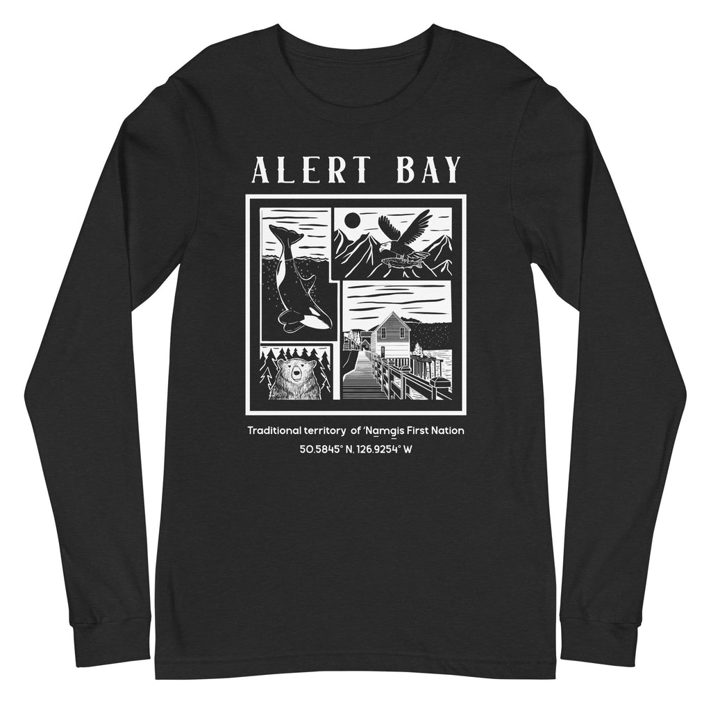 Design of Alert Bay - Unisex Long Sleeve Tee , the colour is Black Heather