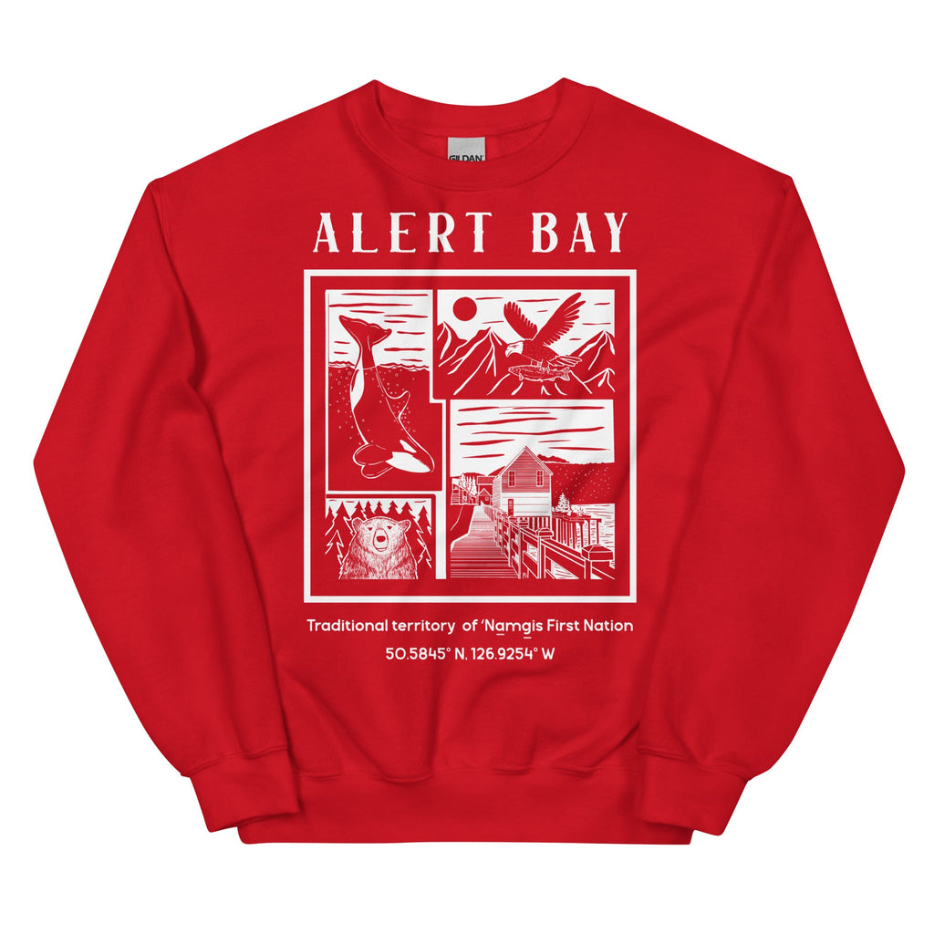 Design of Alert Bay - Unisex Sweatshirt , the colour is Red