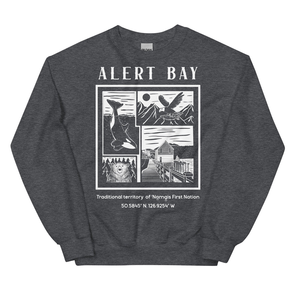Design of Alert Bay - Unisex Sweatshirt , the colour is Dark Heather