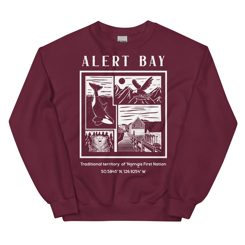 Design of Alert Bay - Unisex Sweatshirt , the colour is Maroon