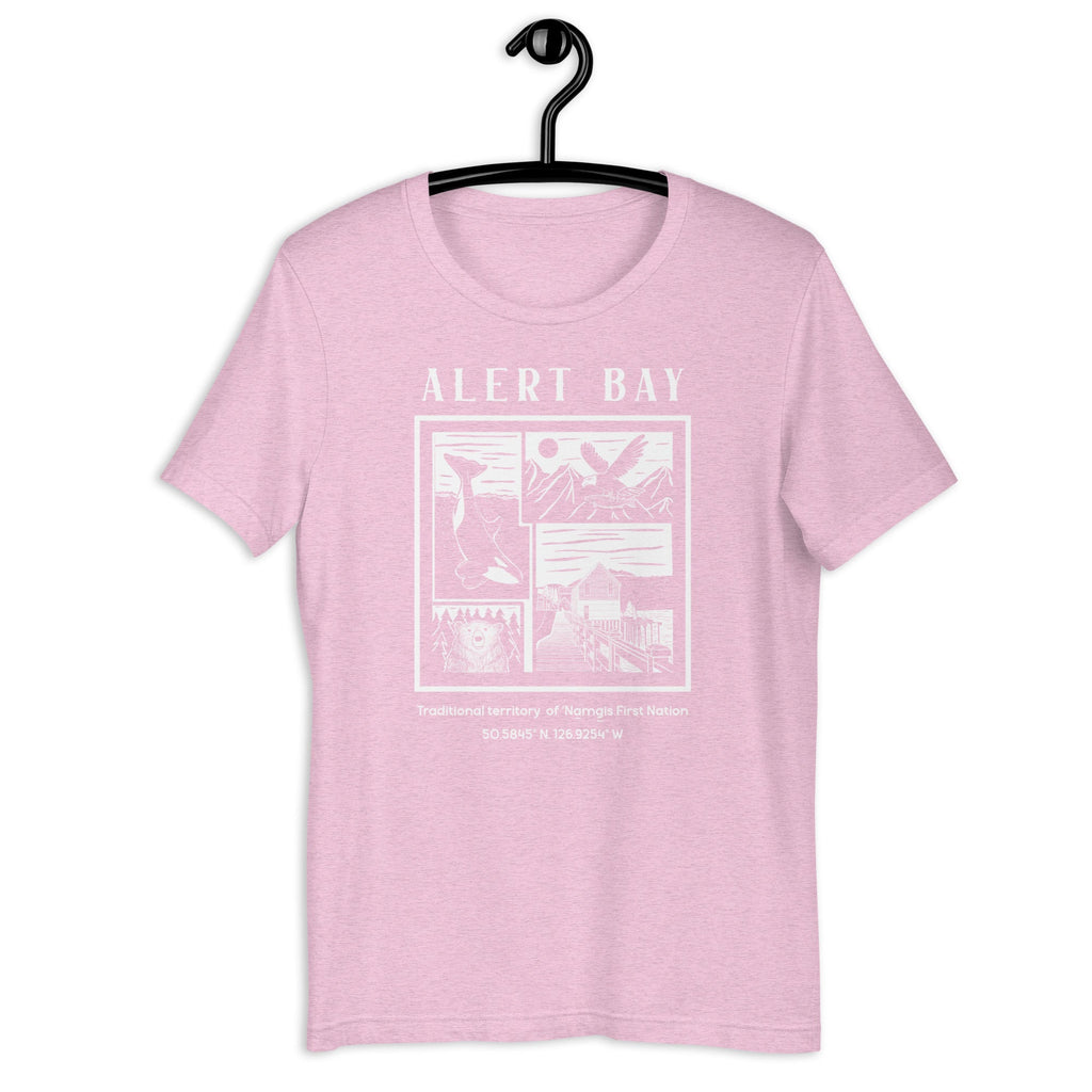 Design of Alert Bay - Unisex t-shirt , the colour is Heather Prism Lilac