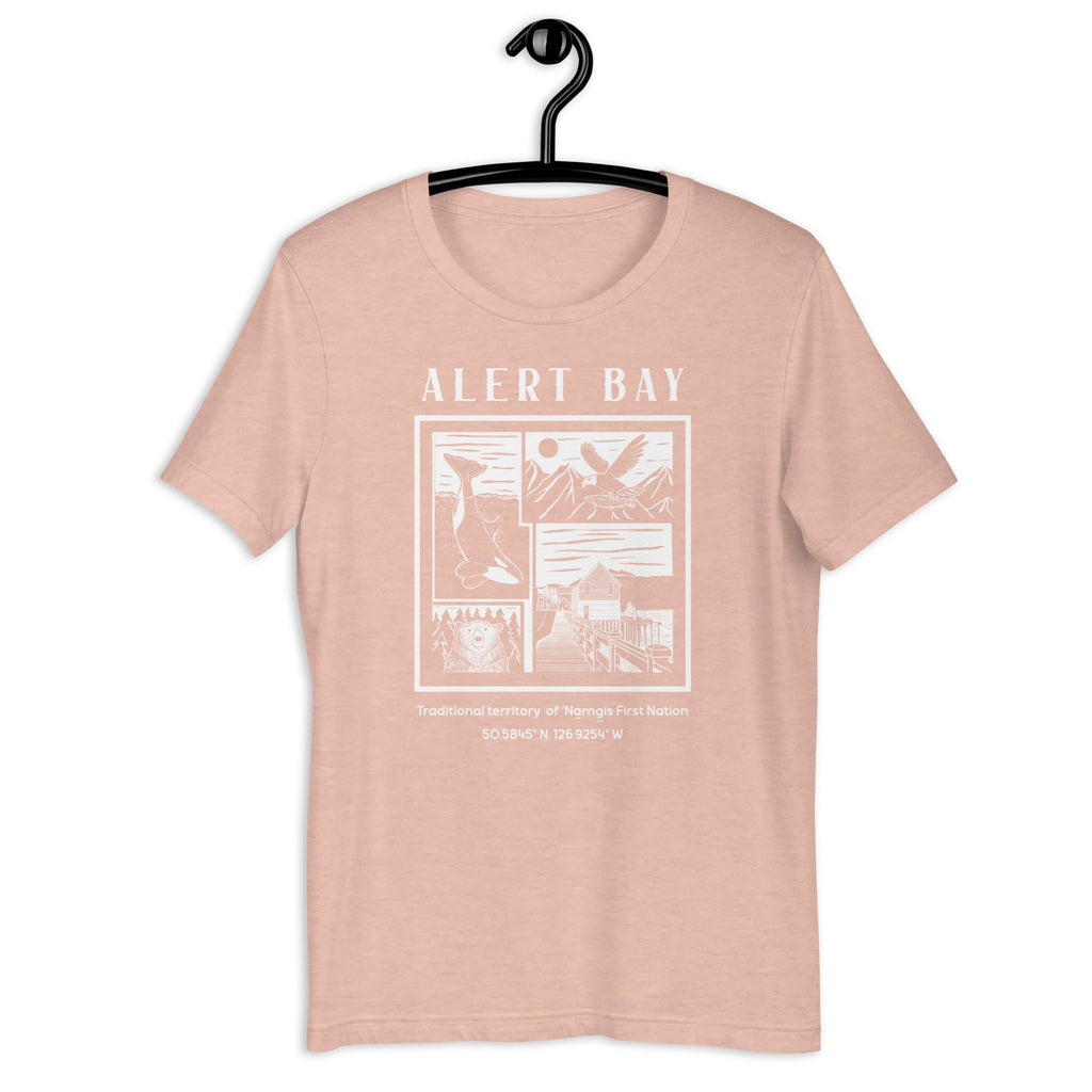 Design of Alert Bay - Unisex t-shirt , the colour is Heather Prism Peach