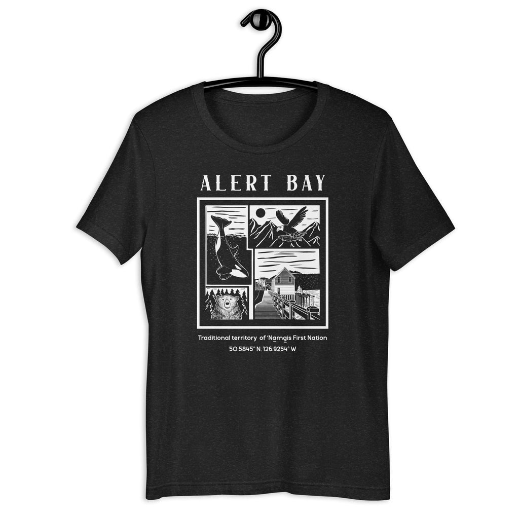 Design of Alert Bay - Unisex t-shirt , the colour is Black Heather