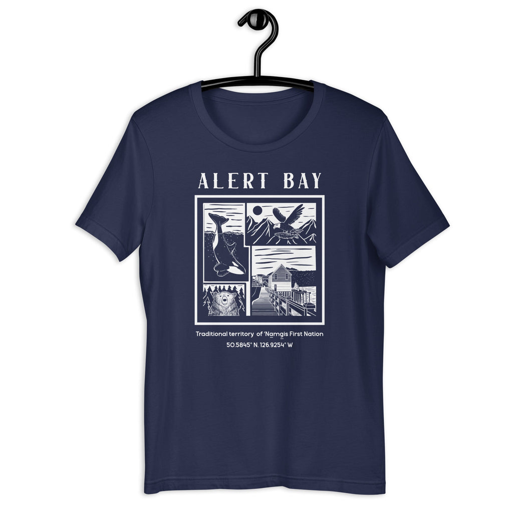 Design of Alert Bay - Unisex t-shirt , the colour is Navy