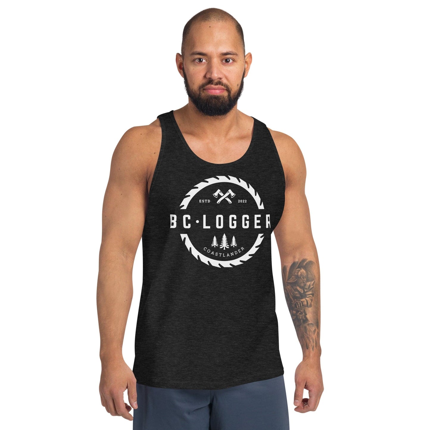 Design of BC Logger - Unisex Tank Top , the colour is Charcoal-Black Triblend