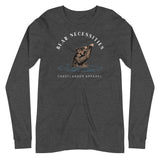 Design of Bear Necessities - Bear Drinking Lucky Beer - Unisex Long Sleeve Tee , the colour is Dark Grey Heather