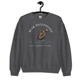 Design of Bear Necessities - Bear Drinking Lucky Beer - Unisex Sweatshirt , the colour is Dark Heather
