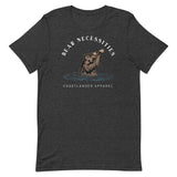 Design of Bear Necessities - Bear Drinking Lucky Beer - Unisex t-shirt , the colour is Dark Grey Heather