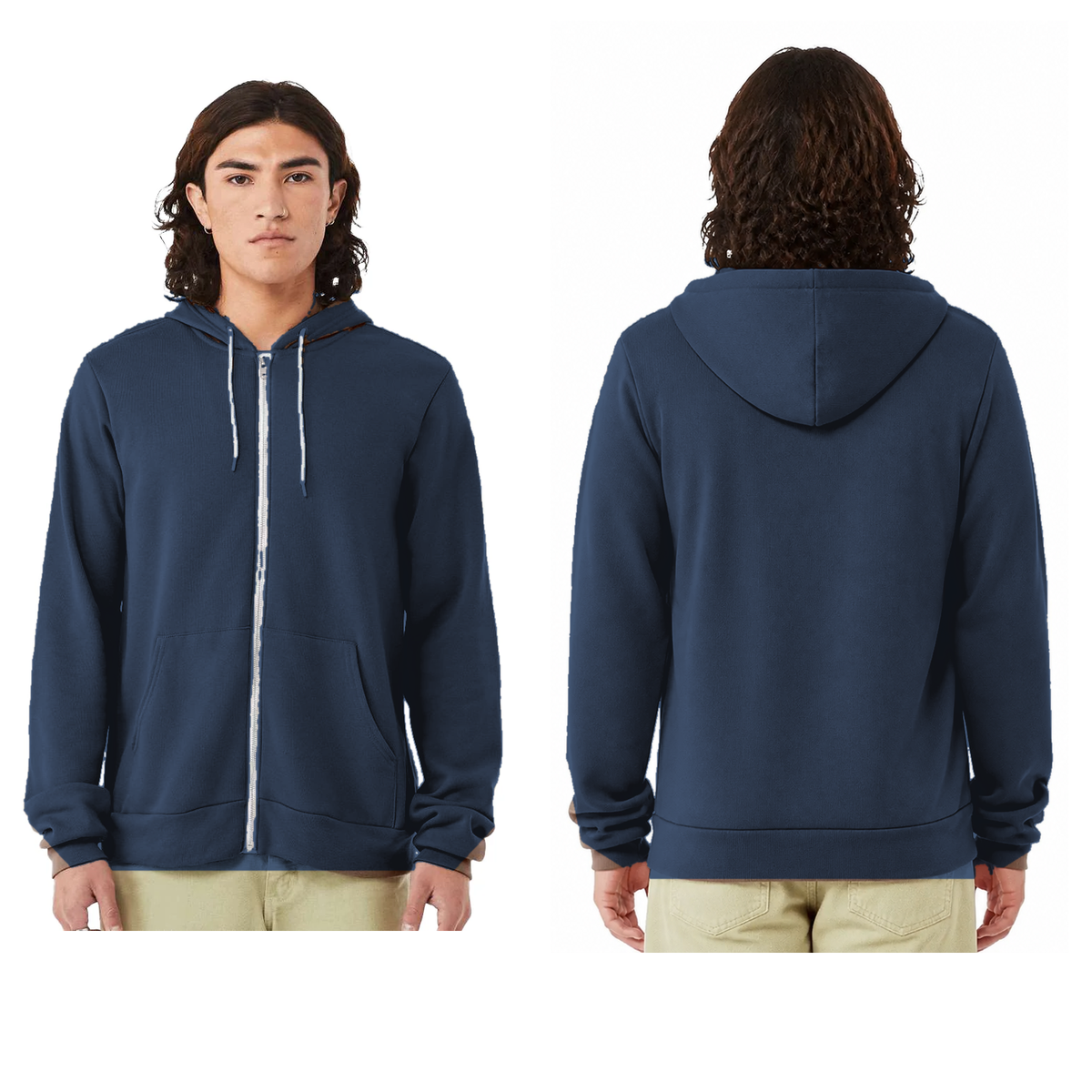 Bella+Canvas 3739 Unisex Sponge Fleece Full-Zip Hoodie - Custom