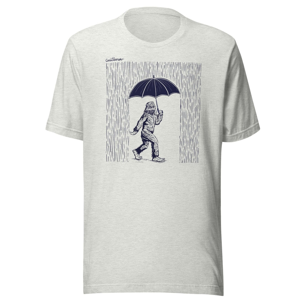 Design of Big Foot in Rain - Unisex t-shirt , the colour is Ash