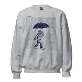 Design of Bigfoot with Umbrella in Rain - Unisex Sweatshirt , the colour is Sport Grey