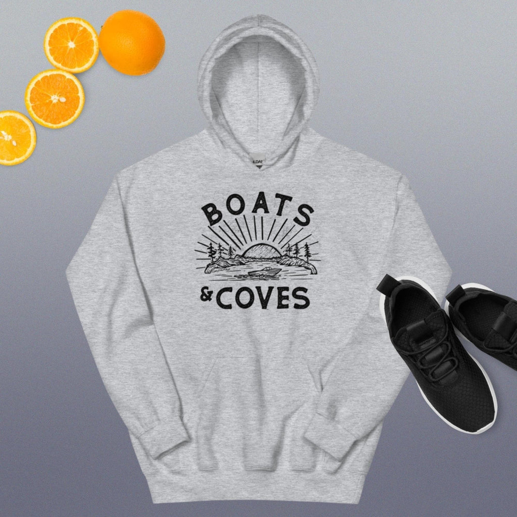 Design of Boats and Coves - Unisex Hoodie , the colour is Sport Grey