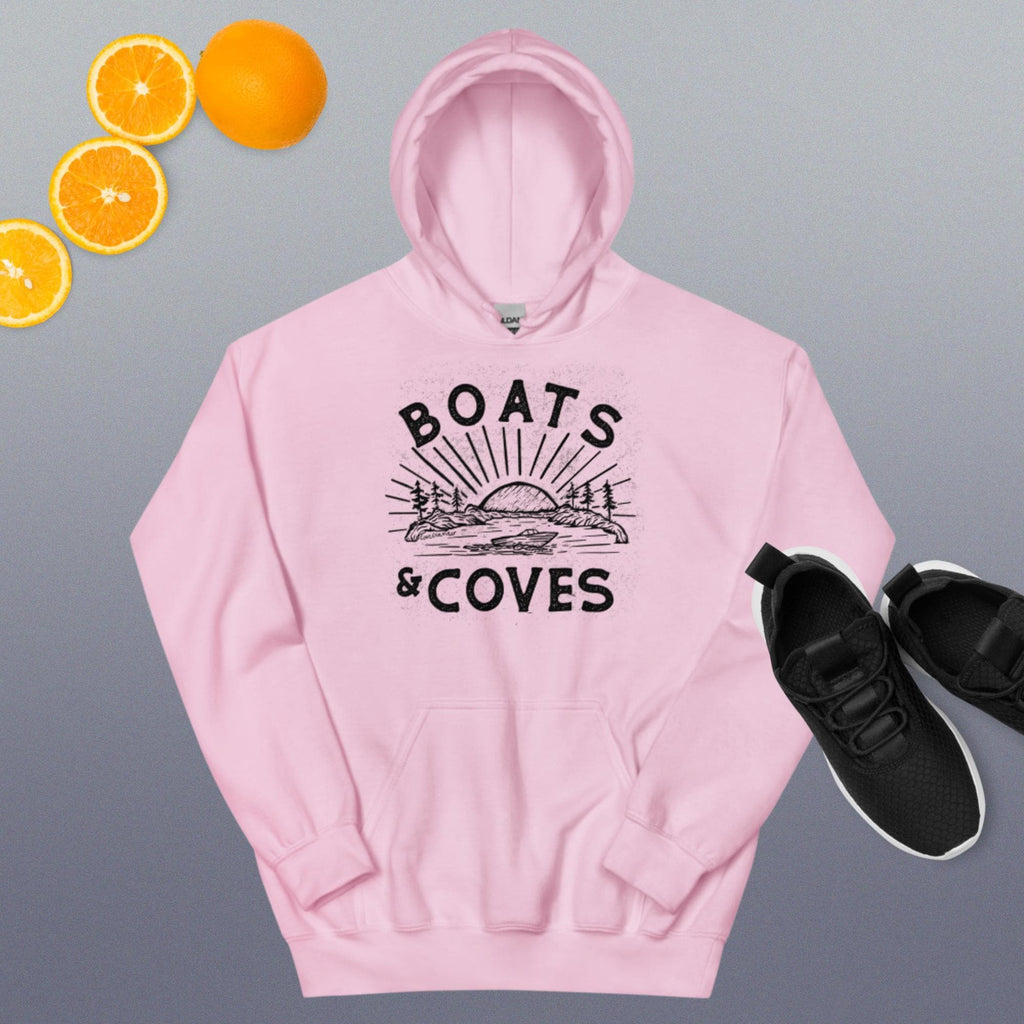 Design of Boats and Coves - Unisex Hoodie , the colour is Light Pink