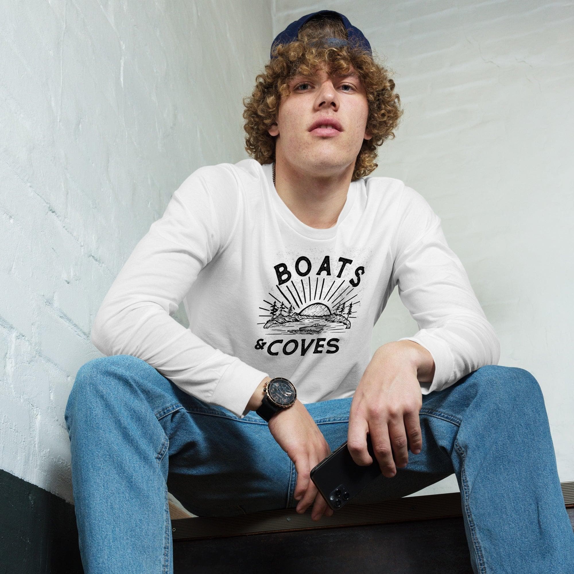 Design of Boats and Coves - Unisex Long Sleeve Tee , the colour is