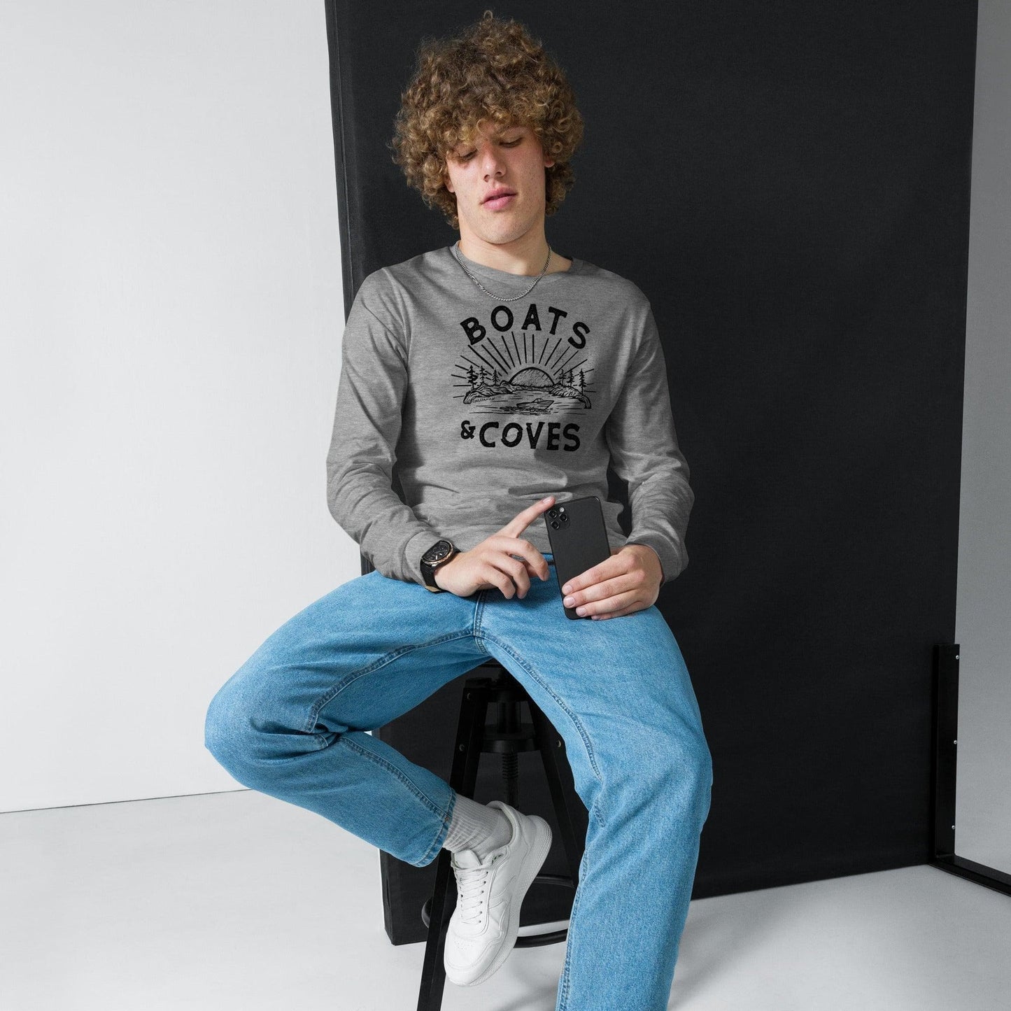 Design of Boats and Coves - Unisex Long Sleeve Tee , the colour is Athletic Heather