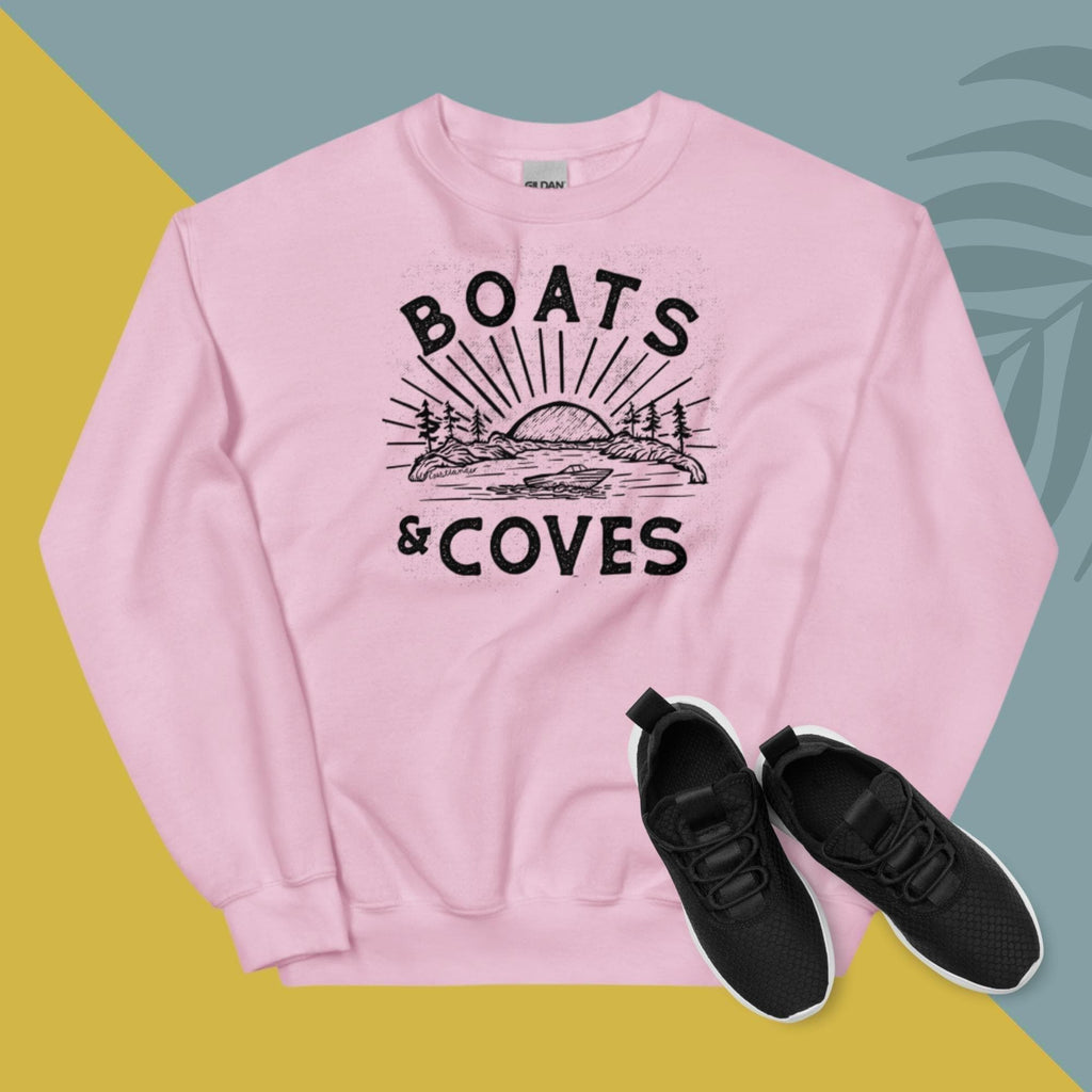 Design of Boats and Coves - Unisex Sweatshirt , the colour is Light Pink