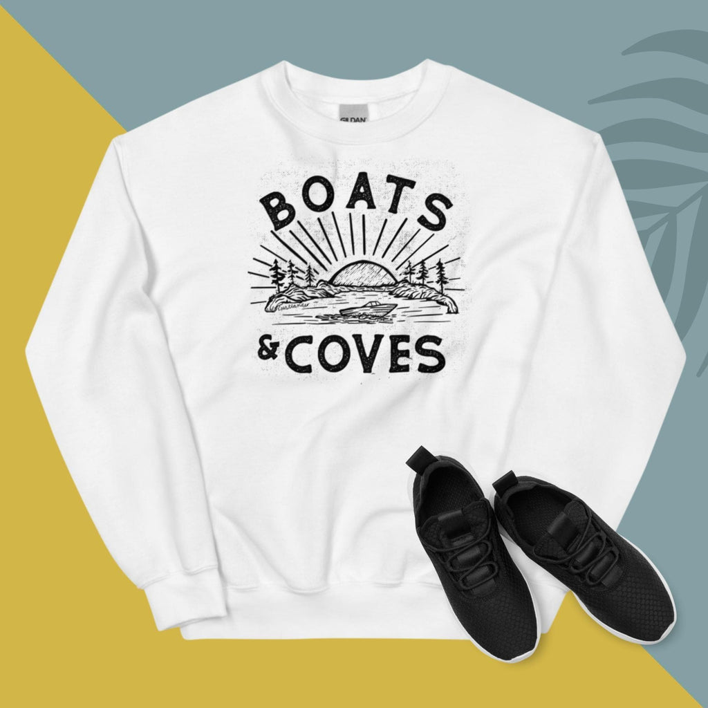 Design of Boats and Coves - Unisex Sweatshirt , the colour is White