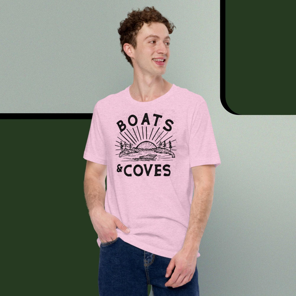 Design of Boats and Coves - Unisex t-shirt , the colour is Heather Prism Lilac