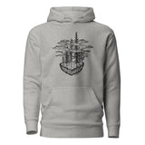 Design of Clouds & Trees - Black - Unisex Hoodie , the colour is Carbon Grey