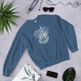 Design of Clouds & Trees - Unisex Sweatshirt , the colour is Indigo Blue