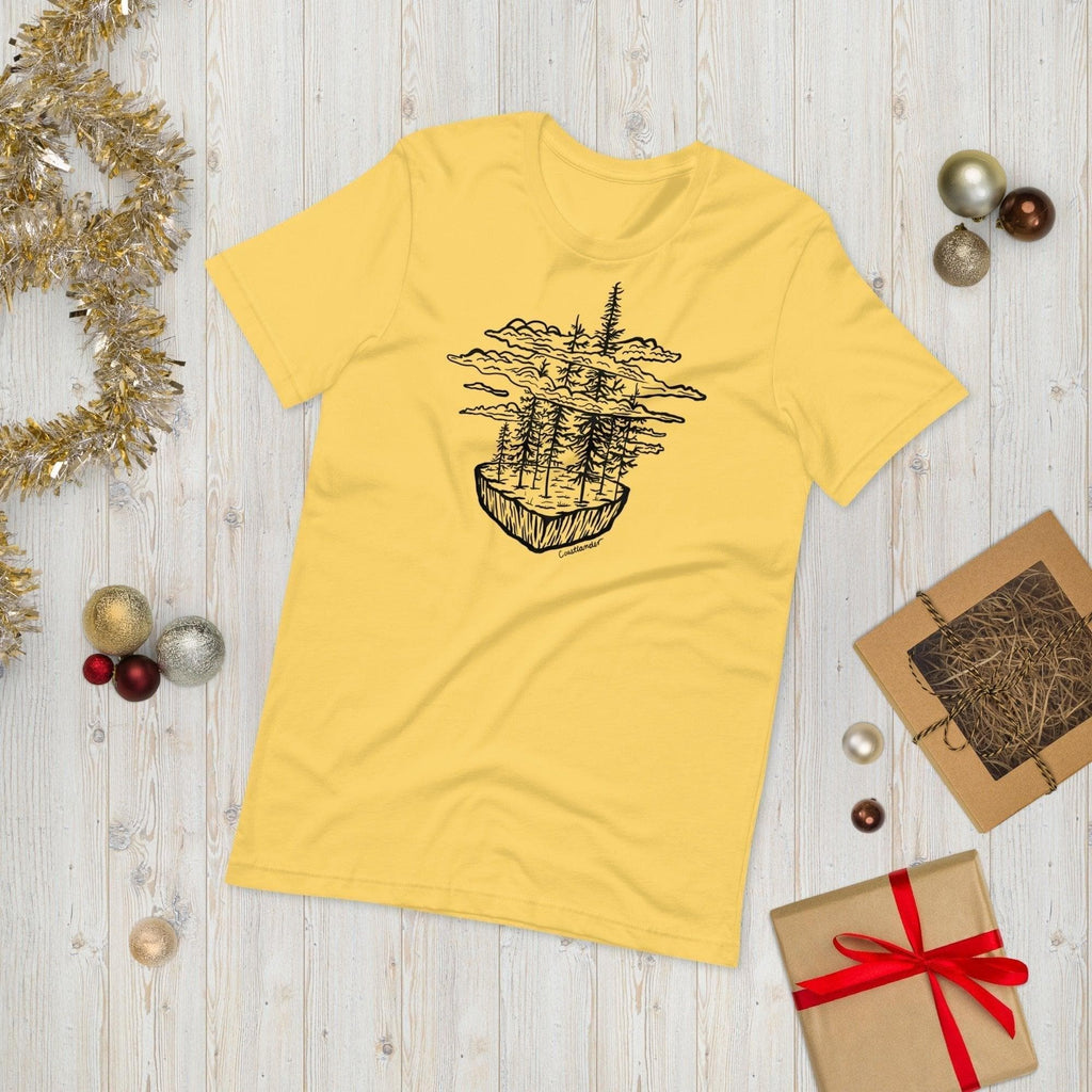 Design of Clouds & Trees - Unisex t-shirt , the colour is Yellow