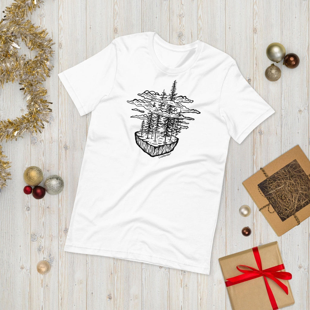 Design of Clouds & Trees - Unisex t-shirt , the colour is White