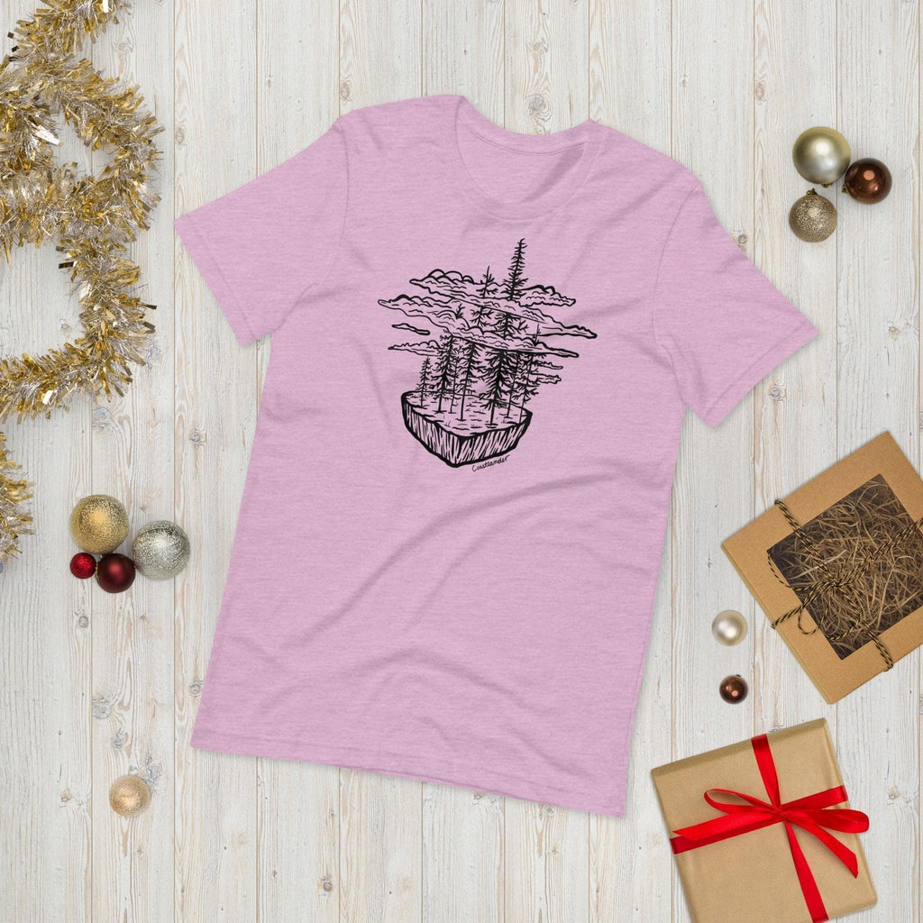 Design of Clouds & Trees - Unisex t-shirt , the colour is Heather Prism Lilac