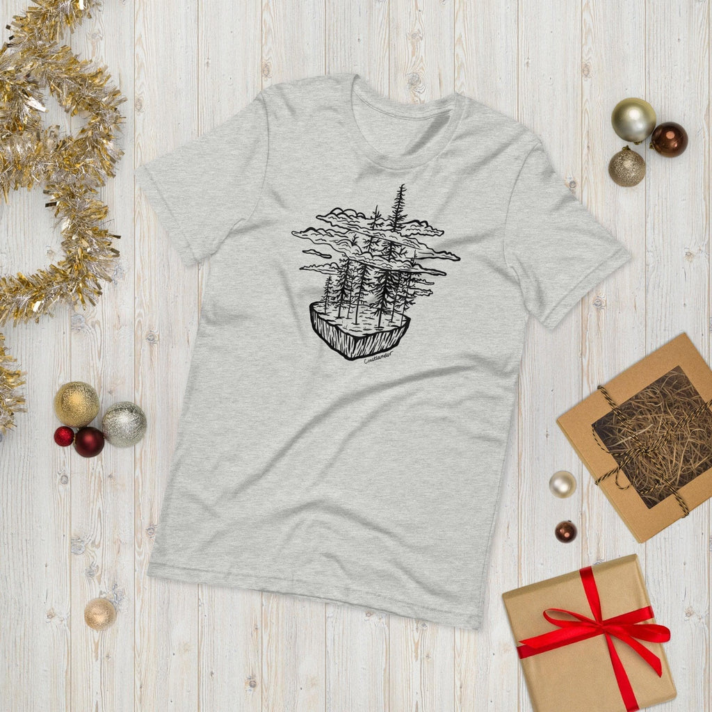 Design of Clouds & Trees - Unisex t-shirt , the colour is Athletic Heather