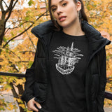 Design of Clouds & Trees - White - Unisex Long Sleeve Tee , the colour is Black Heather