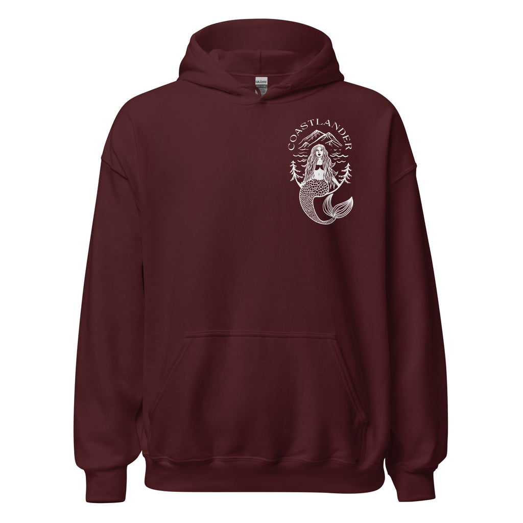 Design of Coastlander Mermaid Design - Unisex Hoodie , the colour is Maroon