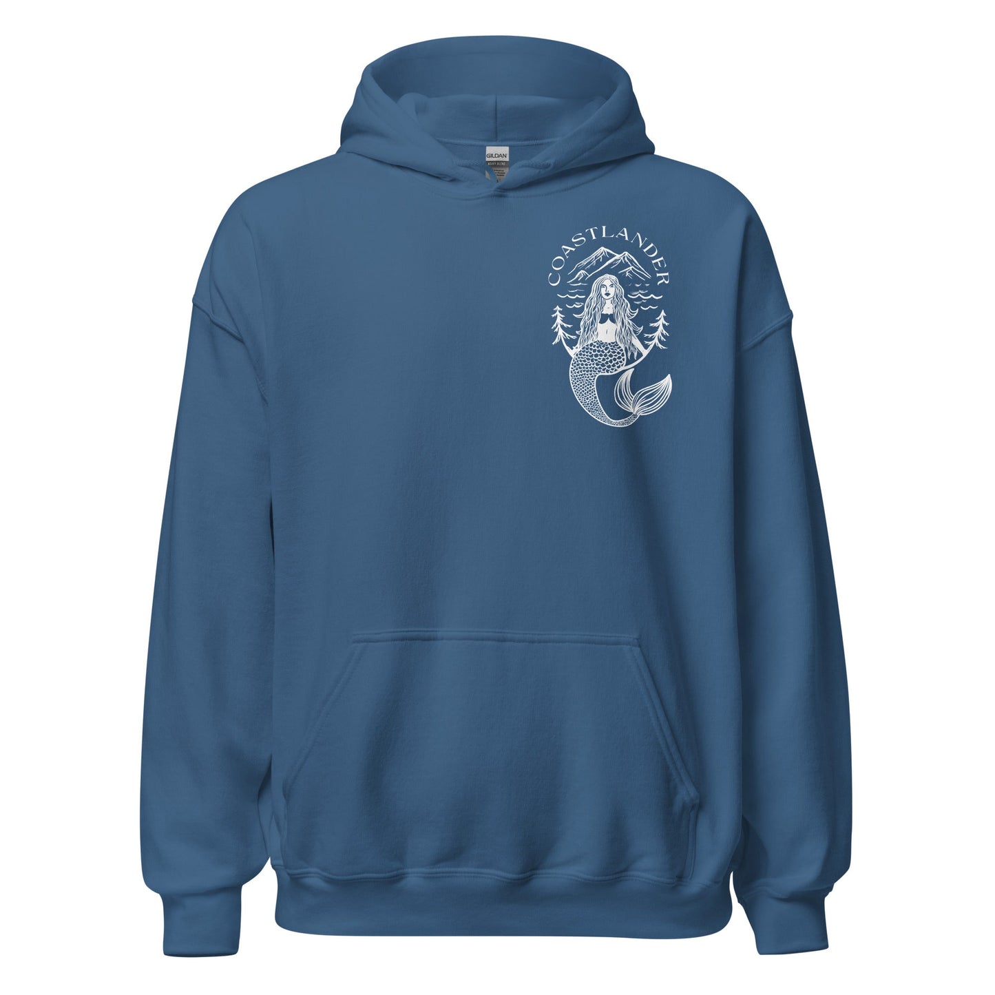 Design of Coastlander Mermaid Design - Unisex Hoodie , the colour is Indigo Blue