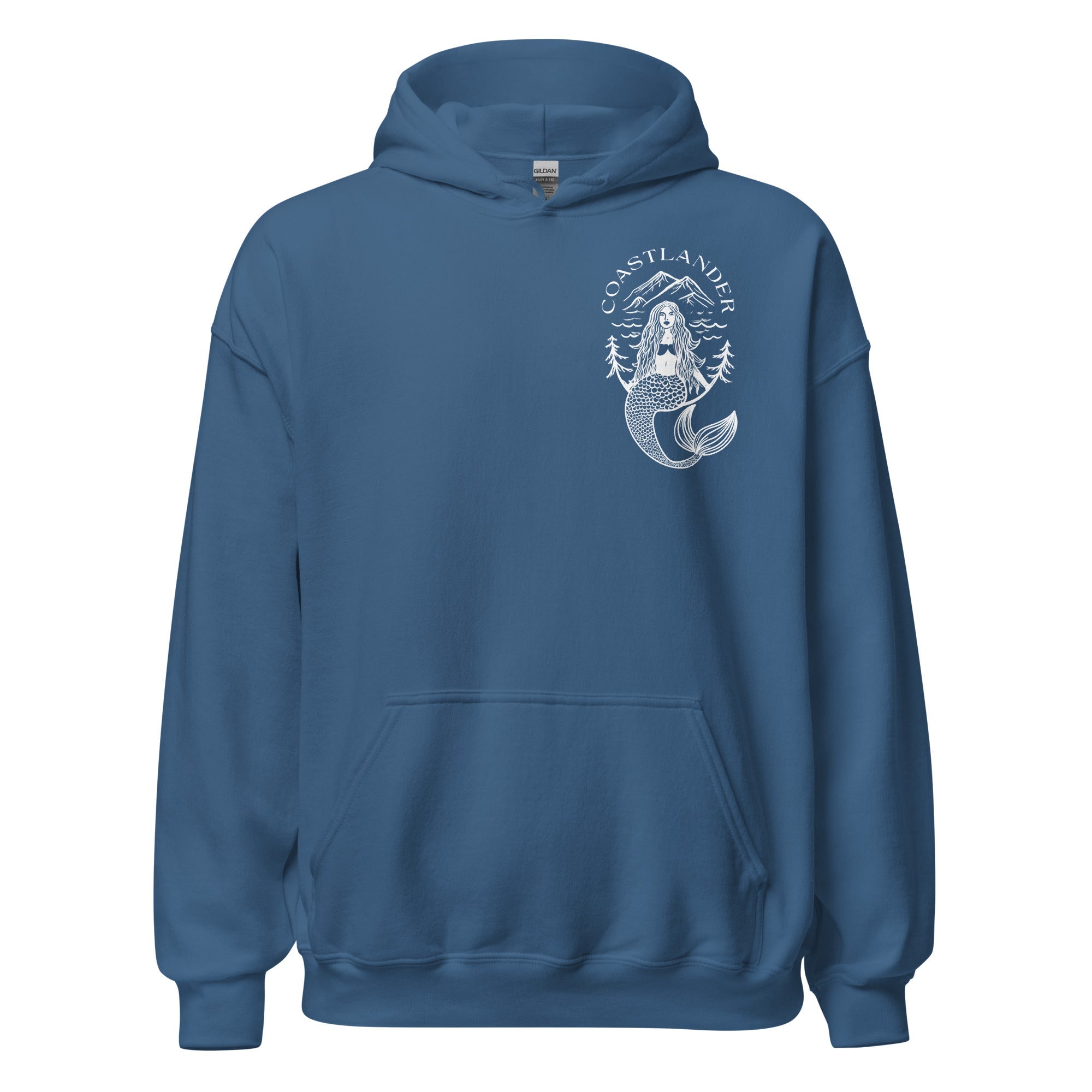 Design of Coastlander Mermaid Design - Unisex Hoodie , the colour is Indigo Blue