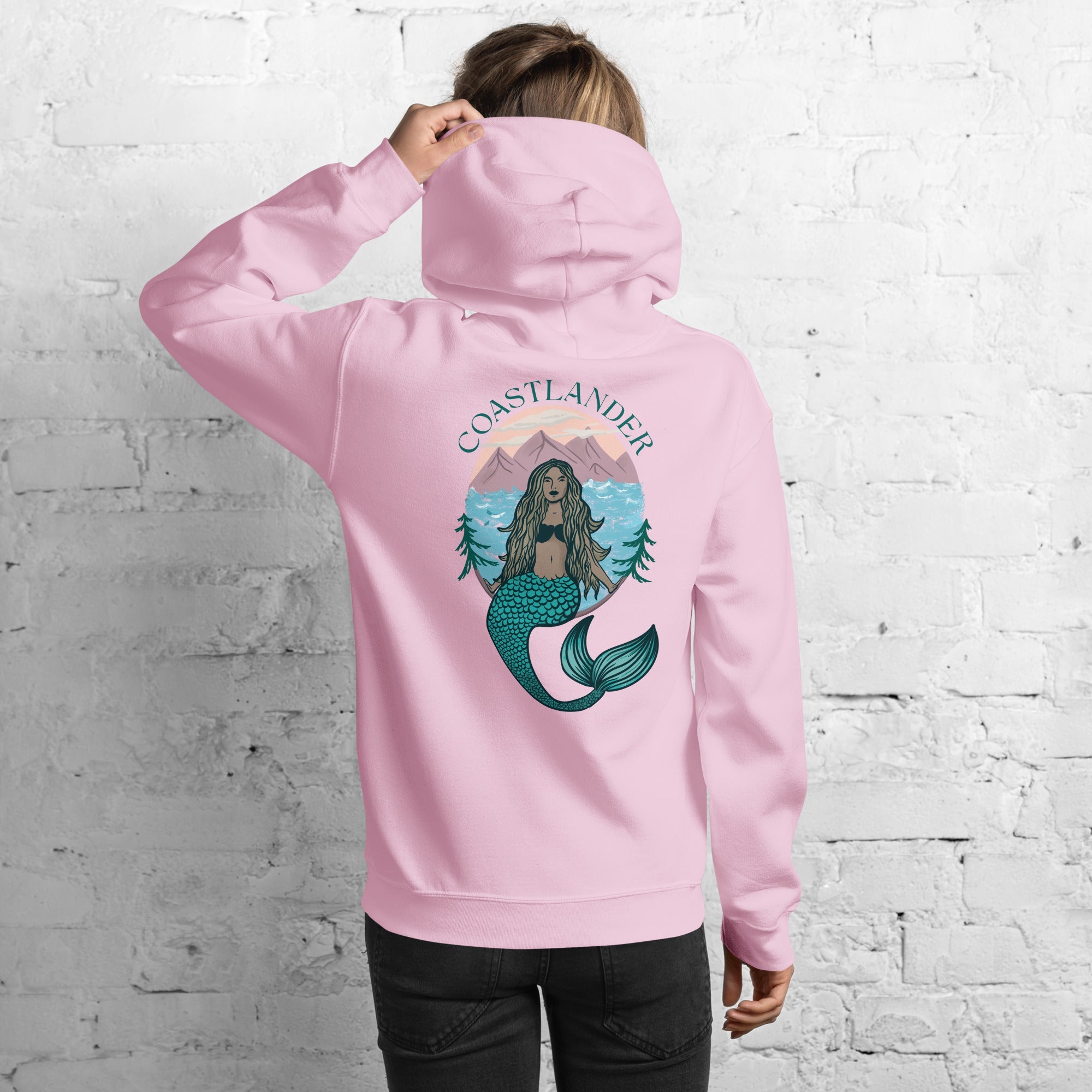 Design of Coastlander Mermaid Design - Unisex Hoodie , the colour is Light Pink