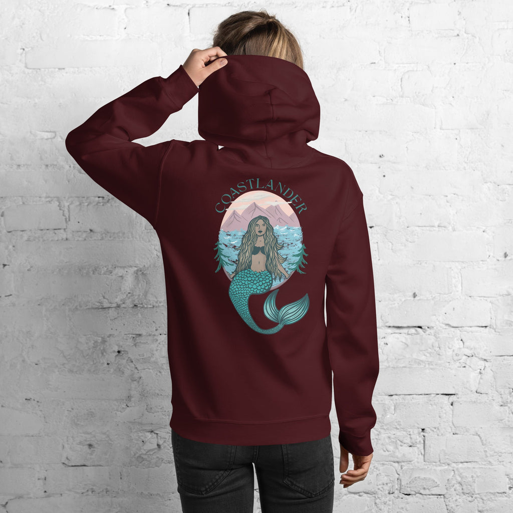 Design of Coastlander Mermaid Design - Unisex Hoodie , the colour is Maroon