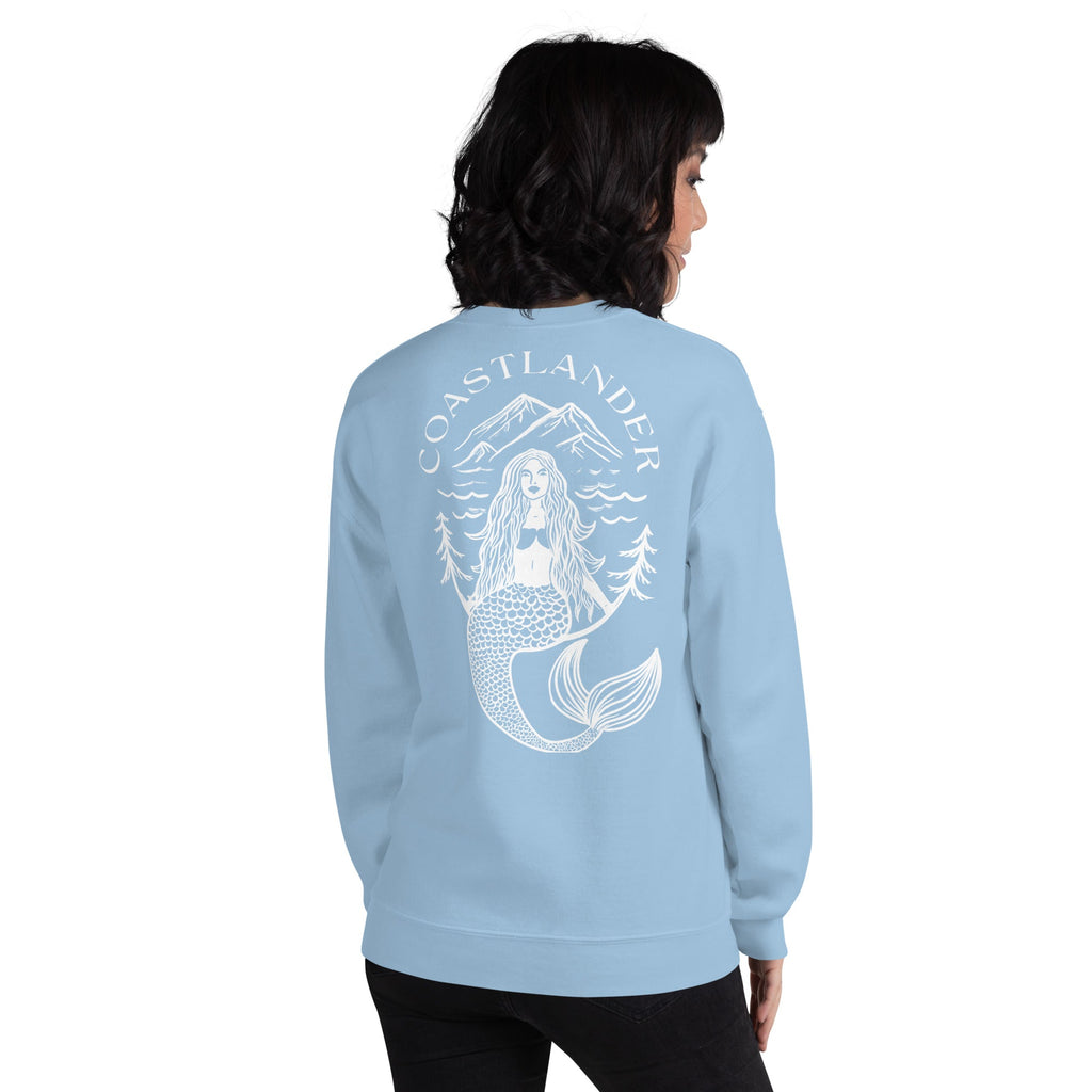 Design of Coastlander Mermaid Design - Unisex Sweatshirt , the colour is Light Blue