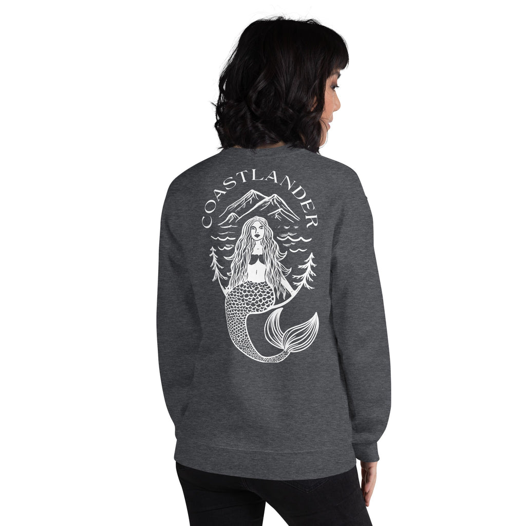 Design of Coastlander Mermaid Design - Unisex Sweatshirt , the colour is Dark Heather