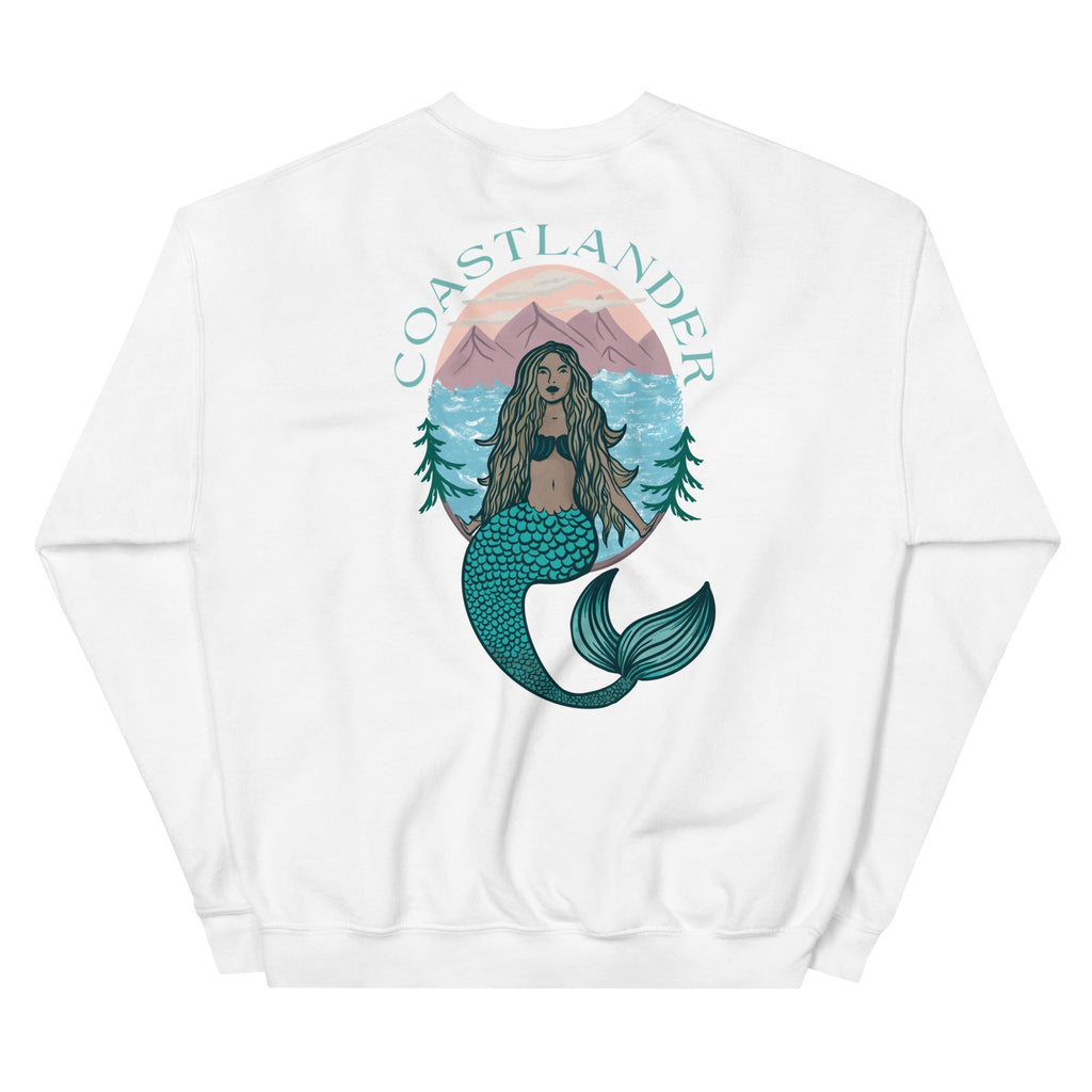 Design of Coastlander Mermaid Design - Unisex Sweatshirt , the colour is White