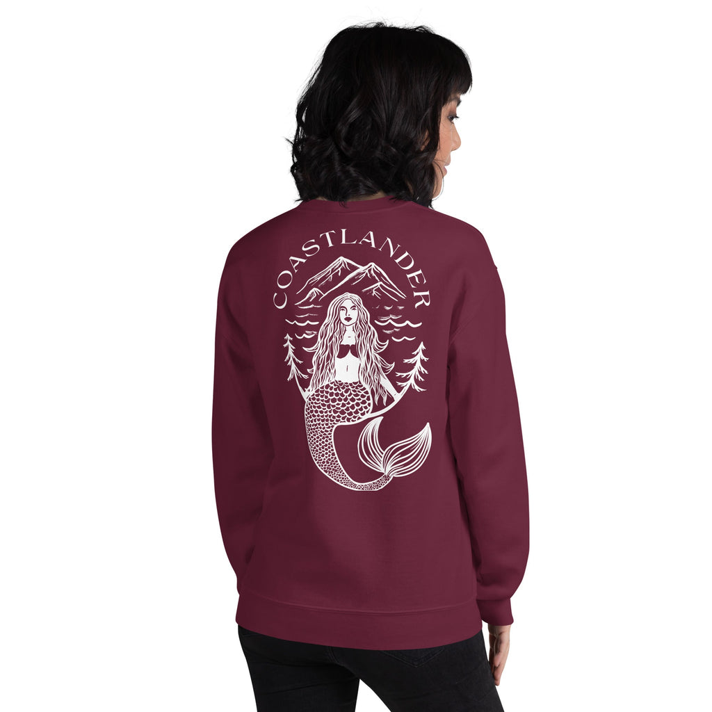 Design of Coastlander Mermaid Design - Unisex Sweatshirt , the colour is Maroon