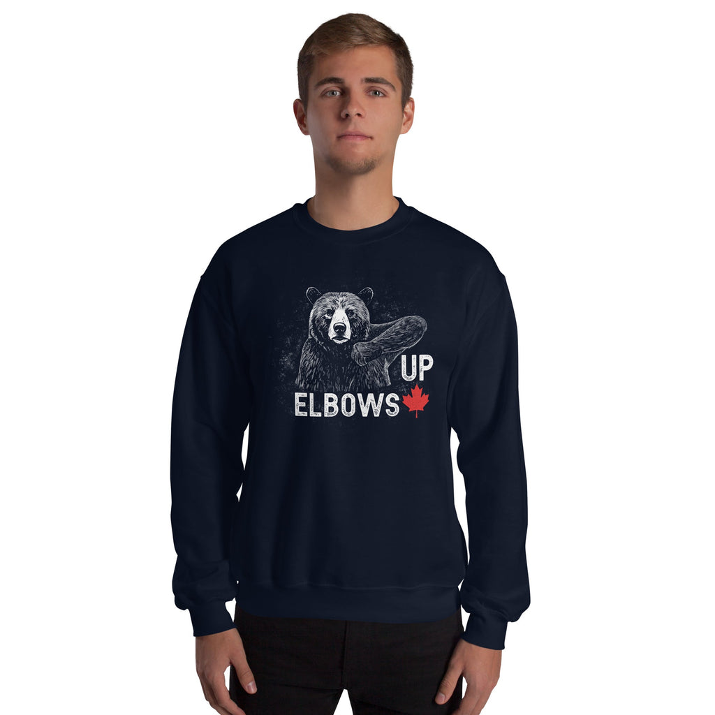 Design of Elbow UP Bear - Unisex Sweatshirt , the colour is Navy