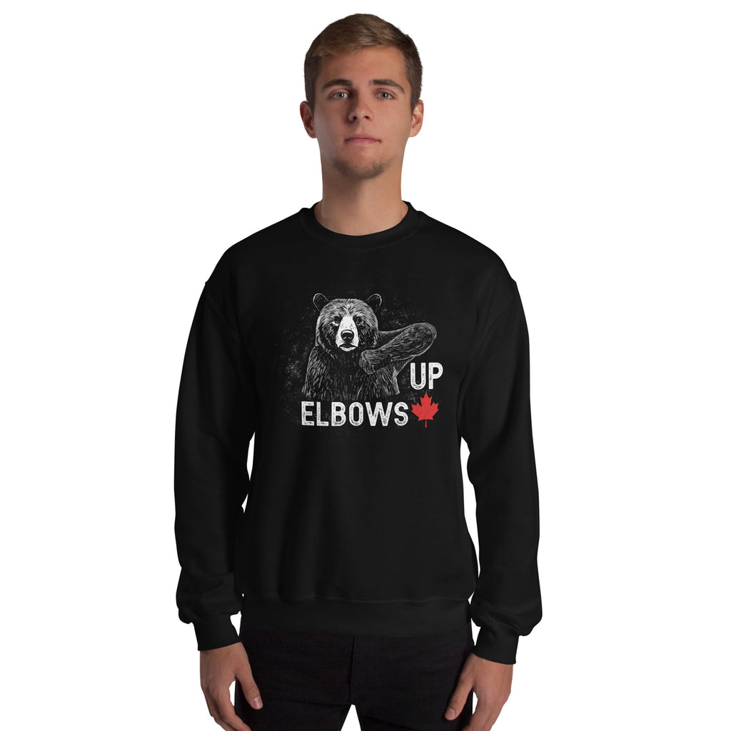 Design of Elbow UP Bear - Unisex Sweatshirt , the colour is Black