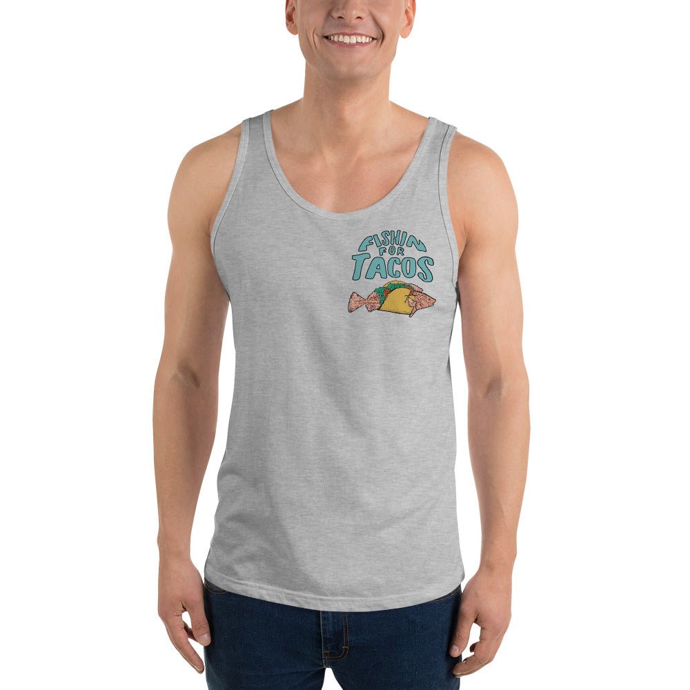 Design of Fishin For Tacos - Men's Tank Top , the colour is Athletic Heather