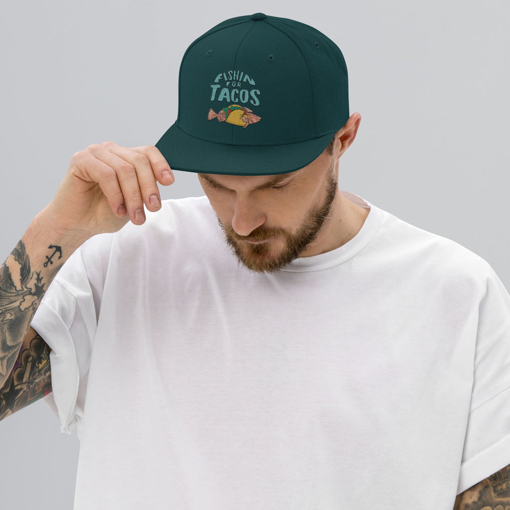 Design of Fishin For Tacos - Snapback Hat , the colour is Spruce