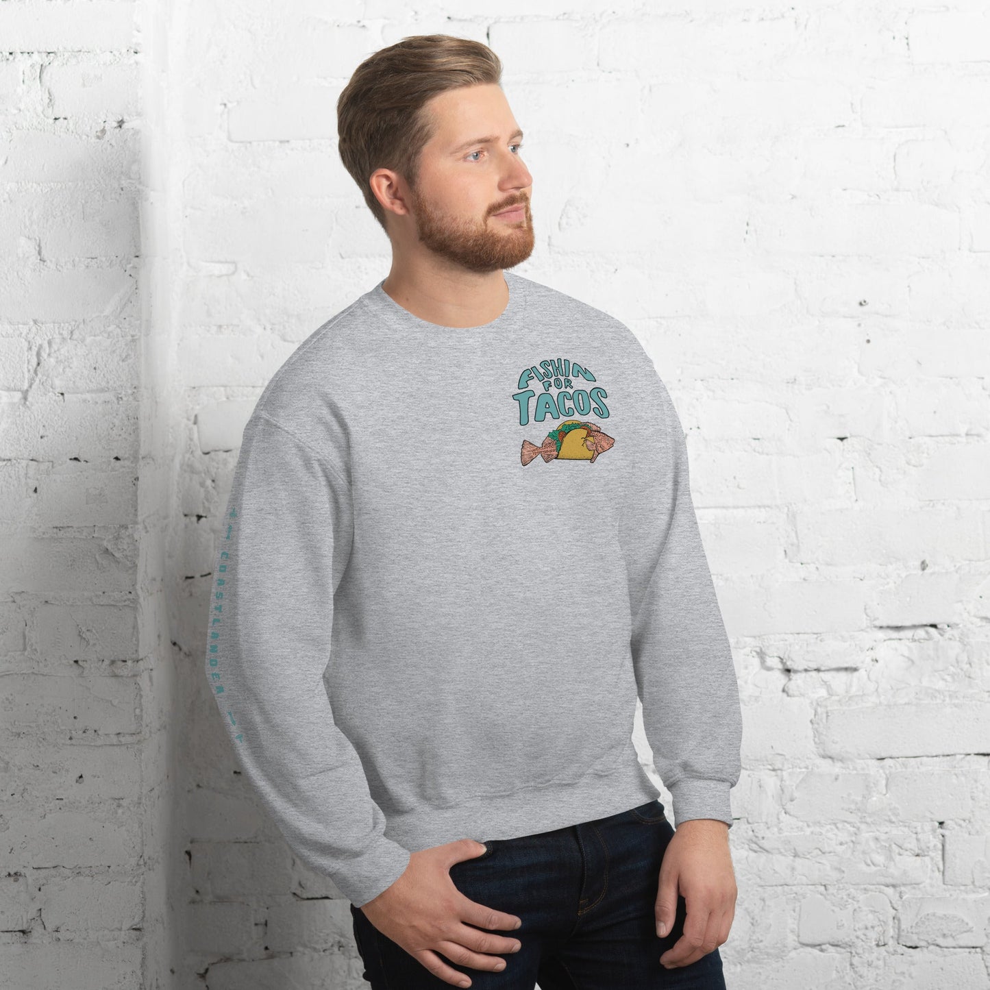 Design of Fishin For Tacos - Unisex Sweatshirt , the colour is