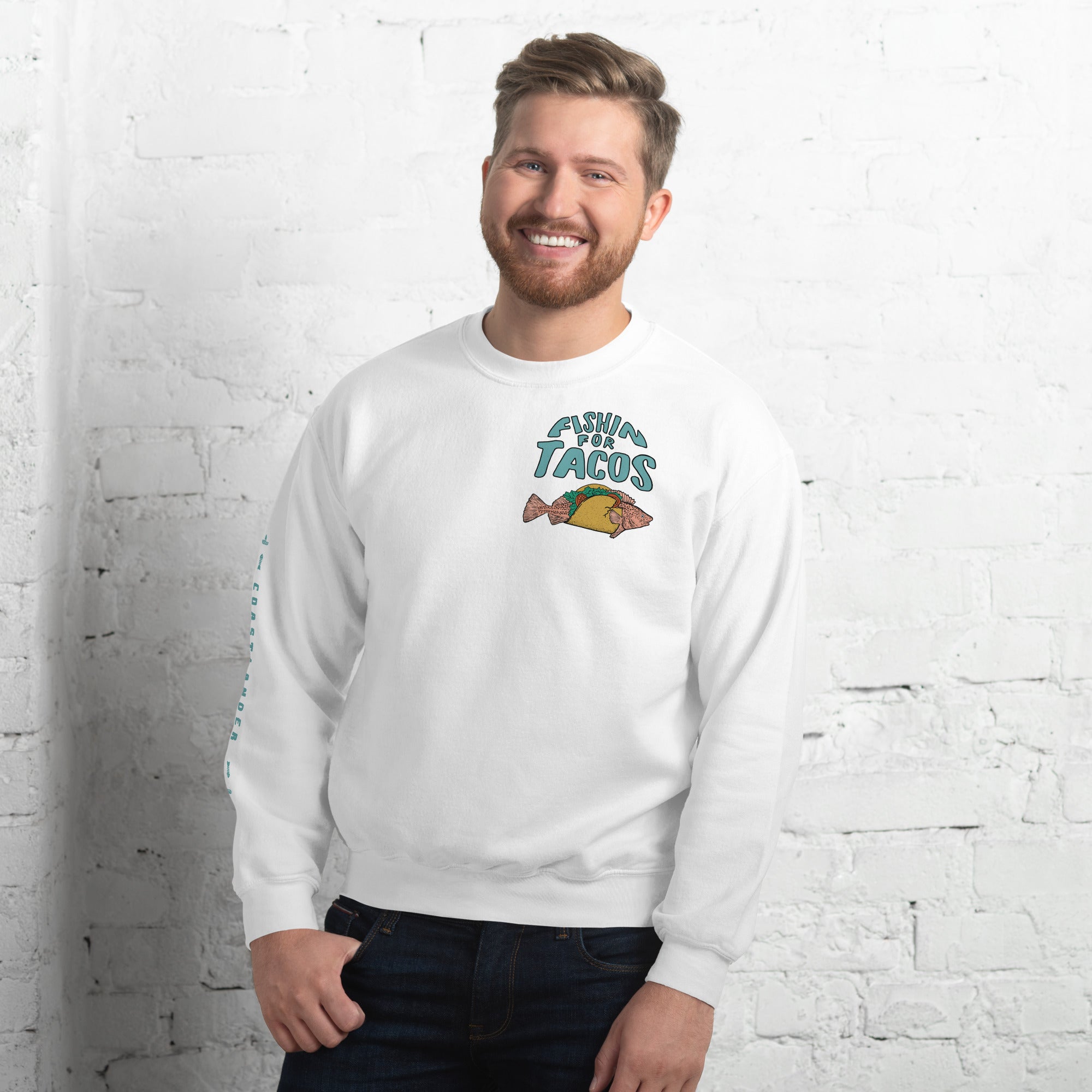 Design of Fishin For Tacos - Unisex Sweatshirt , the colour is