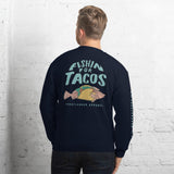 Design of Fishin For Tacos - Unisex Sweatshirt , the colour is Navy