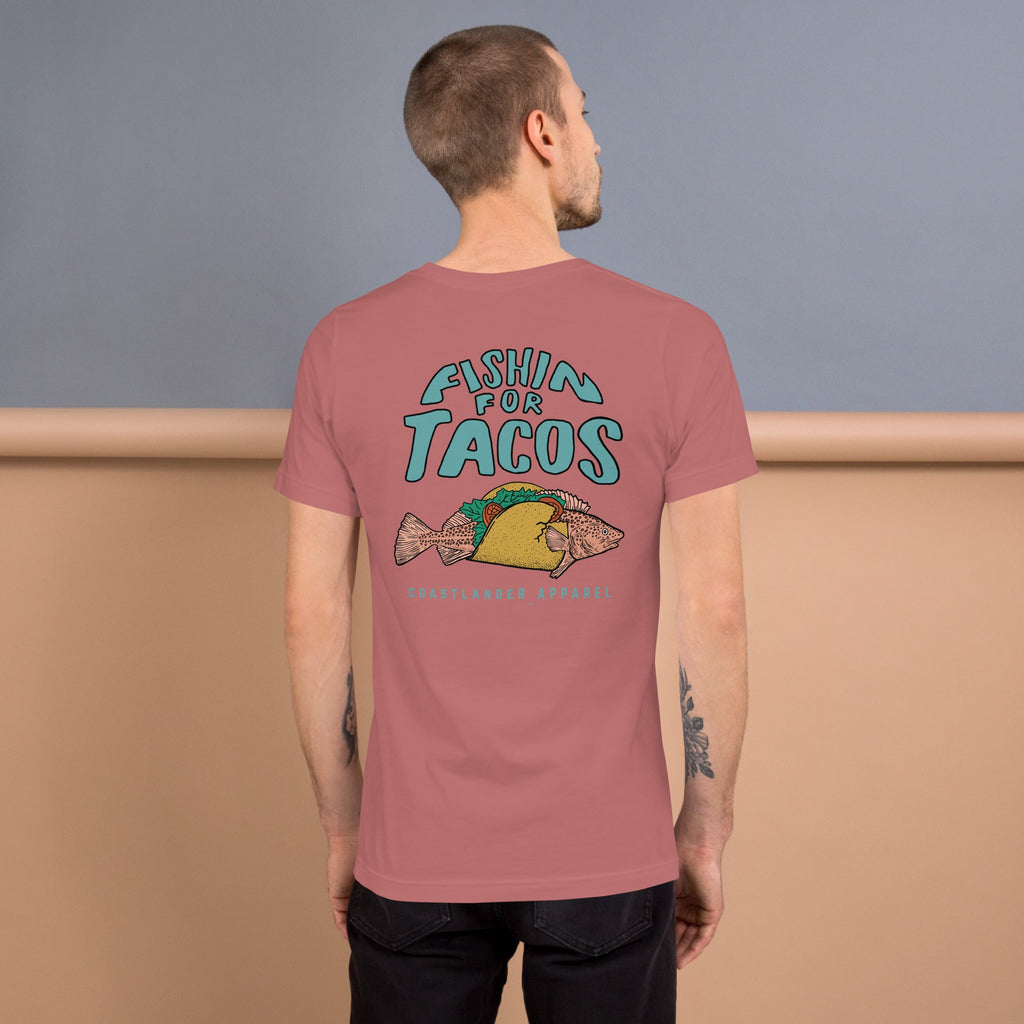 Design of Fishin For Tacos - Unisex t-shirt , the colour is Mauve