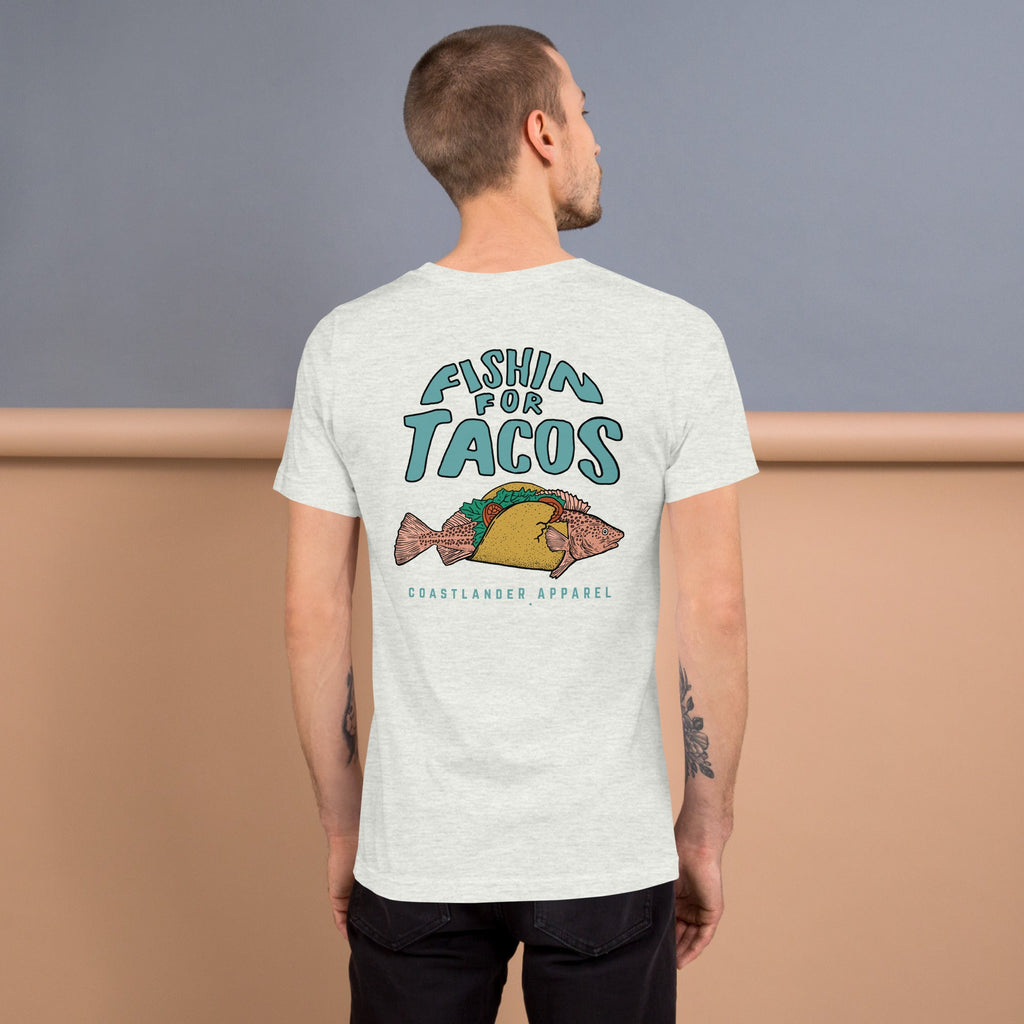 Design of Fishin For Tacos - Unisex t-shirt , the colour is Ash